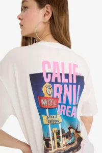 DeFacto Cool Oversize Wide Fit Crew Neck Back Printed Short Sleeve T-Shirt