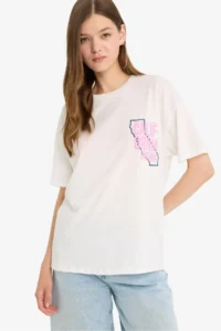 DeFacto Cool Oversize Wide Fit Crew Neck Back Printed Short Sleeve T-Shirt - Image 5