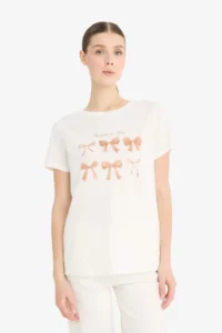 DeFacto 100% Cotton Regular Fit Printed Combed Cotton T-Shirt - Image 2