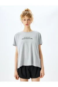 Koton Crew Neck Printed Relaxed Cut Short Sleeve Sports T-Shirt - Image 3