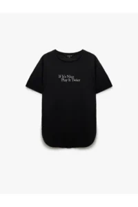 Koton Modal Fabric Crew Neck Short Sleeve Printed Sports T-Shirt - Image 3