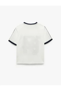 Koton Short Sleeve Crew Neck Striped Comfortable Fit Printed Sports T-Shirt - Image 4