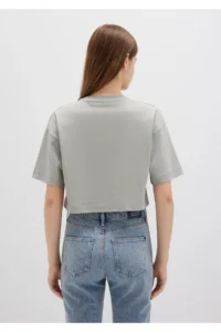 Mavi Logo Printed Gray Crop T-Shirt Crop / Short Cut 1613411-70112 - Image 5
