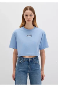 Mavi Logo Printed Crop T-Shirt Crop / Short Cut 1613411-70831 - Image 3