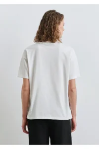 Mavi Logo Printed Ecru T-Shirt Loose Fit 1613333-70057 - Image 3