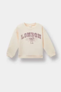DeFacto E8919 Beige Baby Girl Crew Neck Printed Sweatshirt