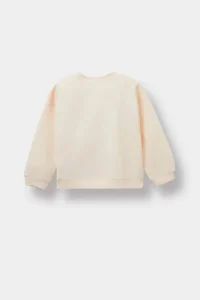 DeFacto E8919 Beige Baby Girl Crew Neck Printed Sweatshirt - Image 3