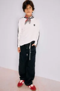 DeFacto Oversize Wide Fit Crew Neck Appliqued Waffle Long Sleeve T-Shirt for Boys - Image 2