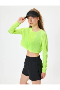 Koton Back Detailed Camisole Long Sleeve Crop Sports T-Shirt