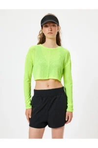 Koton Back Detailed Camisole Long Sleeve Crop Sports T-Shirt - Image 3