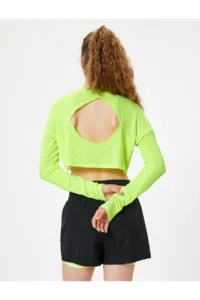 Koton Back Detailed Camisole Long Sleeve Crop Sports T-Shirt - Image 4