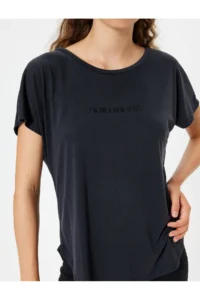 Koton Slogan Printed Bat Arm Modal Fabric Sports T-Shirt - Image 5