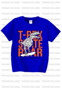 twins tailors Dinosaur Printed 3-Pack Unisex Orange-Black-Sax Blue Children's T-Shirt - Image 2