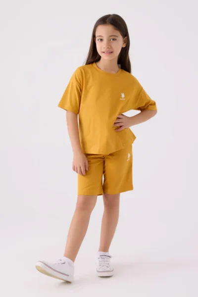 US Polo Assn. U.s. Polo Shirt Assn Girls' Yellow Bermuda Set