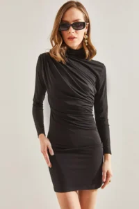 Bianco Lucci Women Front Shirred Viscose Dress - Image 2