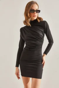 Bianco Lucci Women Front Shirred Viscose Dress - Image 5