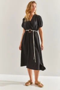 Bianco Lucci Women Double breasted Yaka Arched Dress