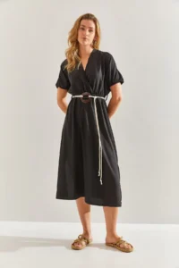 Bianco Lucci Women Double breasted Yaka Arched Dress - Image 3
