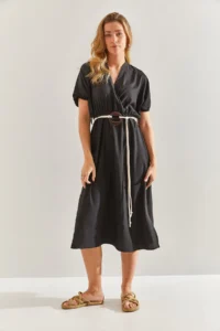 Bianco Lucci Women Double breasted Yaka Arched Dress - Image 4