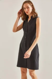 Bianco Lucci Women buttoned Polo Shirt Collar Dress - Image 3