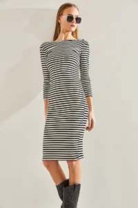 Bianco Lucci Women Striped Dress - Image 4