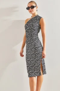 Bianco Lucci Women Omuz Dekolteli Patterned Dress - Image 2