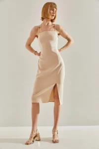 Bianco Lucci Women Slit Detailed Rope Sleeveless Dress - Image 4