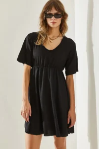 Bianco Lucci Women's Elastic Waist Wrapped V-Neck Dress - Image 6