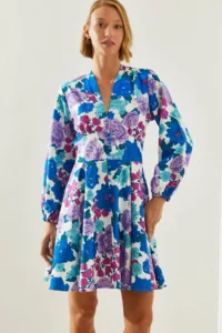Bianco Lucci Women's V-Neck Button Detailed Floral Patterned Dress 21400 - Image 3