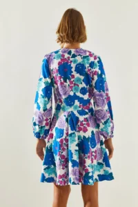 Bianco Lucci Women's V-Neck Button Detailed Floral Patterned Dress 21400 - Image 4