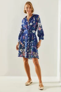 Bianco Lucci Women Floral Patterned Shirt Dress 21348 - Image 5