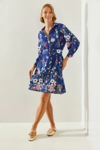 Bianco Lucci Women Floral Patterned Shirt Dress 21348 - Image 7