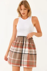 Bianco Lucci Women Gipe Detailed Plaid Mini Skirt 0169