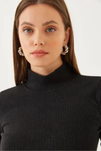 Bianco Lucci Women Turtleneck Basic T-Shirt 0014 - Image 2