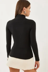 Bianco Lucci Women Turtleneck Basic T-Shirt 0014 - Image 3