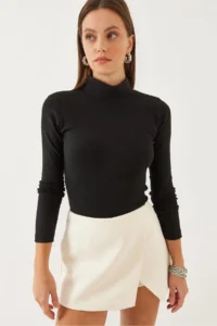 Bianco Lucci Women Turtleneck Basic T-Shirt 0014 - Image 4