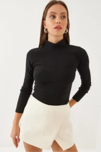 Bianco Lucci Women Turtleneck Basic T-Shirt 0014 - Image 5
