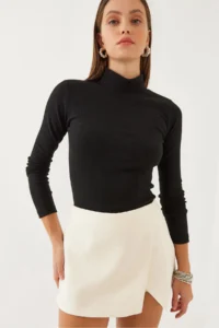 Bianco Lucci Women Turtleneck Basic T-Shirt 0014 - Image 6