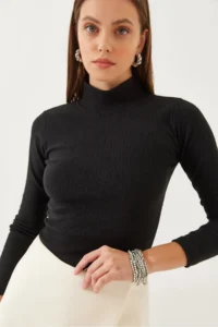 Bianco Lucci Women Turtleneck Basic T-Shirt 0014 - Image 7