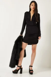 Bianco Lucci Women Side Shirred Dress 0180 - Image 2