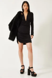 Bianco Lucci Women Side Shirred Dress 0180 - Image 3