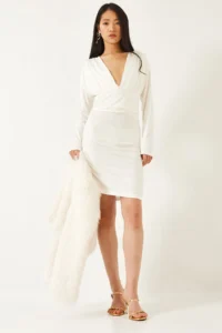 Bianco Lucci Women Side Shirred Dress 0180