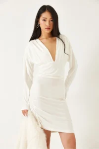 Bianco Lucci Women Side Shirred Dress 0180 - Image 5