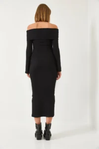 Bianco Lucci Women's Madonna Collar Spanish Sleeve Ribbed Dress 0201 - Image 7
