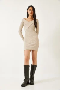 Bianco Lucci Women's Long Dress with Cross Pattern on the Collar 2448 - Image 2