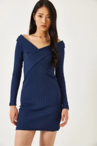 Bianco Lucci Women's Long Dress with Cross Pattern on the Collar 2448 - Image 3