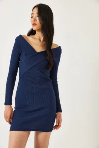 Bianco Lucci Women's Long Dress with Cross Pattern on the Collar 2448 - Image 4
