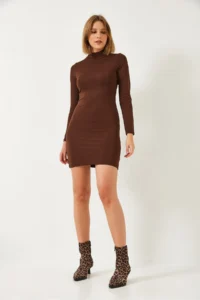Bianco Lucci Women Half Turtleneck Basic Dress - Image 2