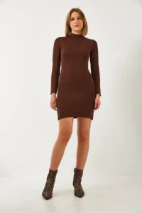 Bianco Lucci Women Half Turtleneck Basic Dress - Image 3