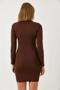 Bianco Lucci Women Half Turtleneck Basic Dress - Image 6